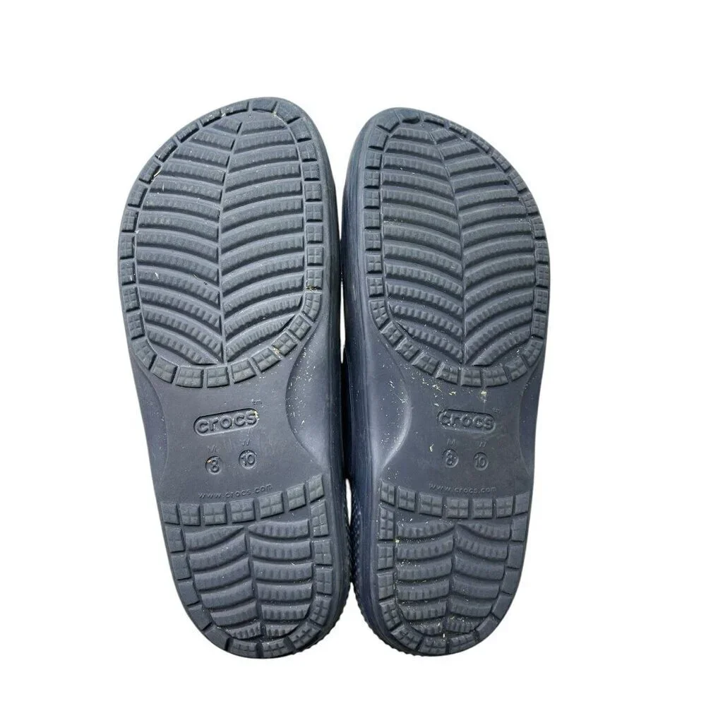 Crocs Slides Sandals Unisex Navy Blue Jibbitz Included M8 W10